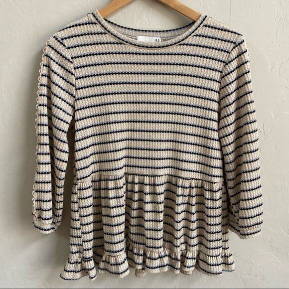 Anthropologie RO & DE Nori Stripe Waffle Knit Top - Picture 4 of 9
